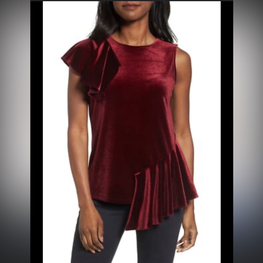 Halogen Burgundy One Shoulder Blouse Size‎ Medium